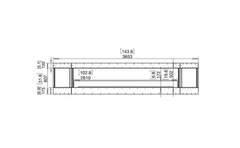 Ecosmart Fire Flex 140BY.BX2 Bay Fireplace Insert - Black Finish / Stainless Steel Burner - ESF.FX.140BY.BX2